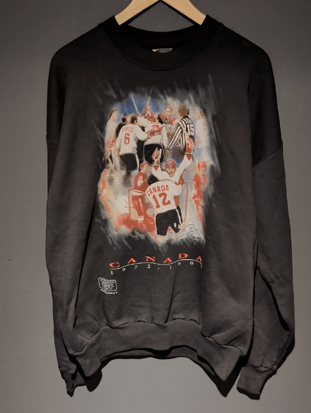Hanes Black Crewneck Sweatshirt with Team Canada Hockey Graphic